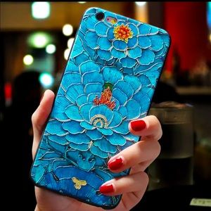 Embossed blue flower iPhone XR case